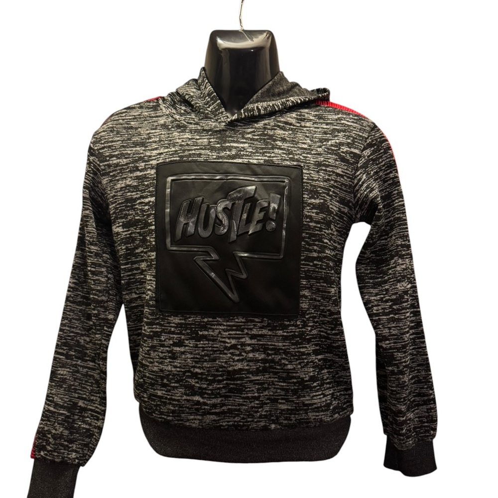 Hustle! Men's Black Marled Hooded Sweatshirt